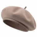 Béret taille unique taupe en textile effet feutré - style classique