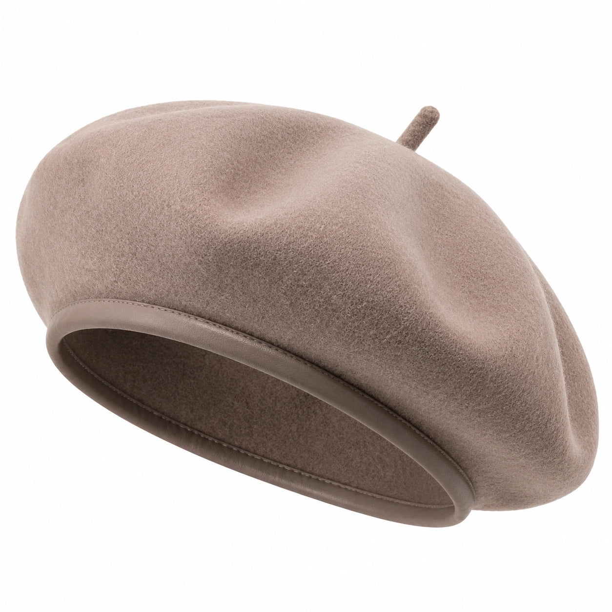 Béret taille unique taupe en textile effet feutré - style classique