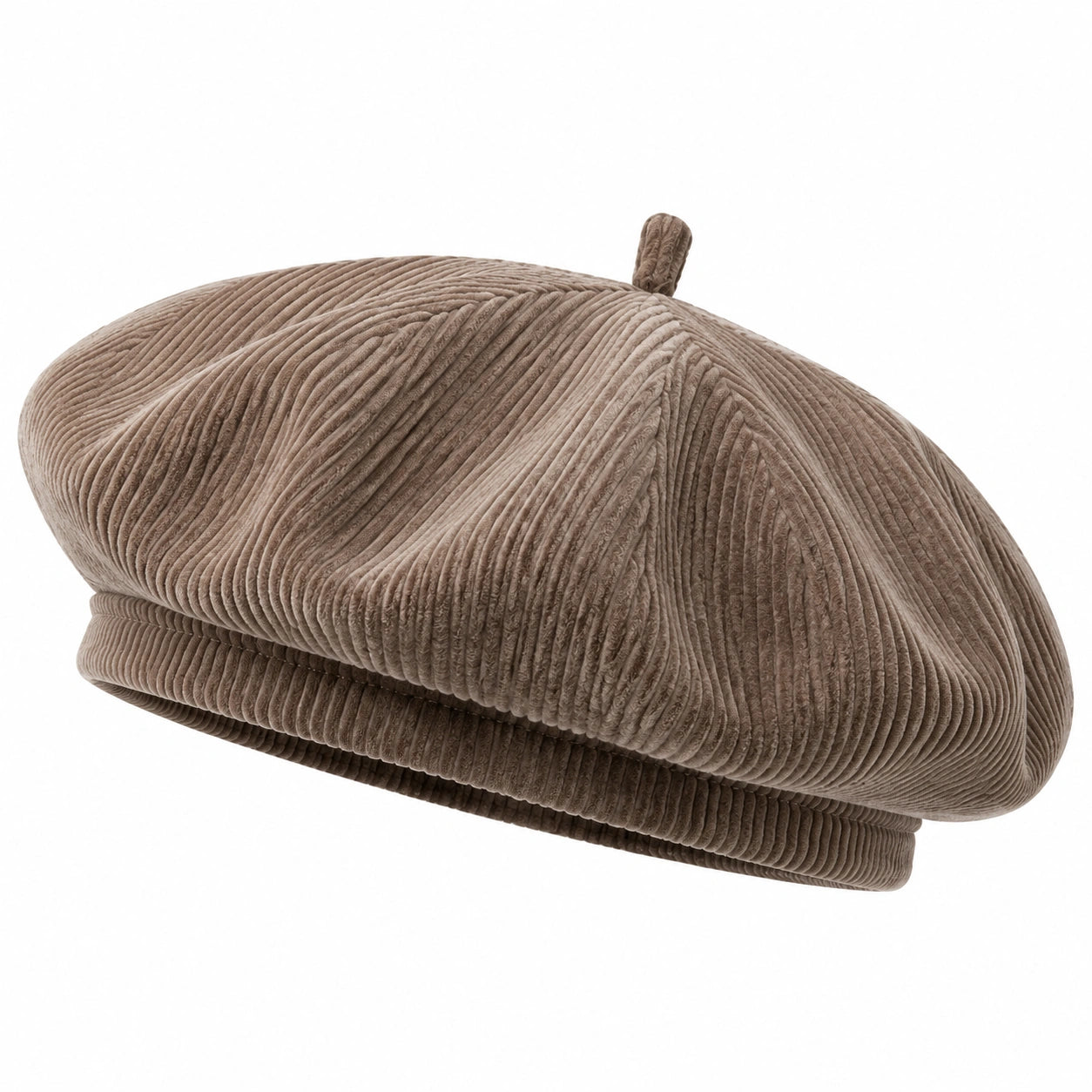Béret taille unique en velours côtelé taupe - style décontracté
