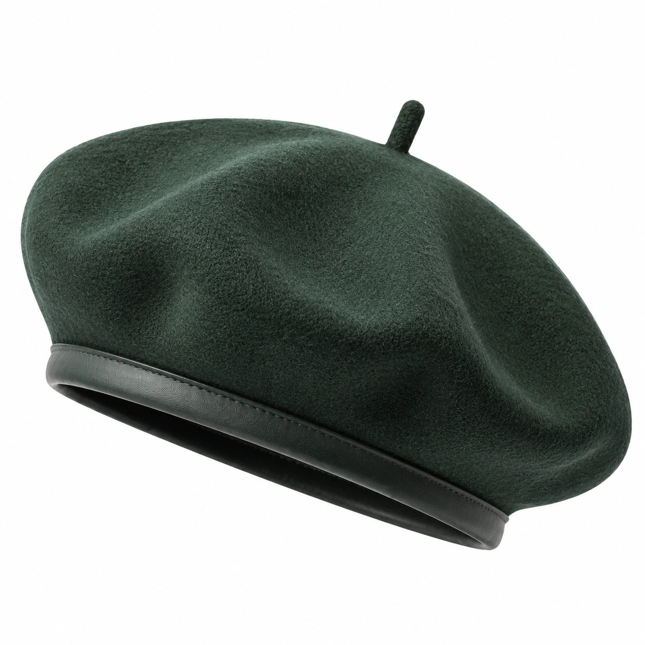 Béret taille unique en textile feutré vert foncé - style classique