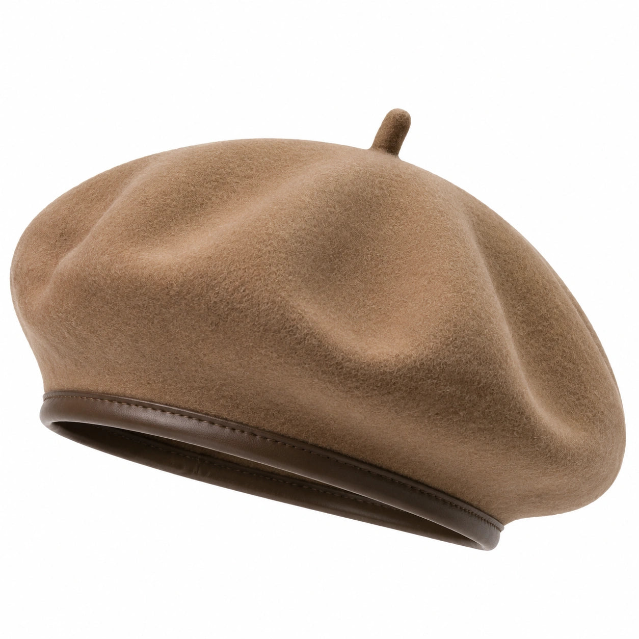 Béret taille unique aspect feutré marron style classique
