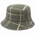 Chapeau bob taille unique en tissu vert kaki à carreaux avec œillets aérés