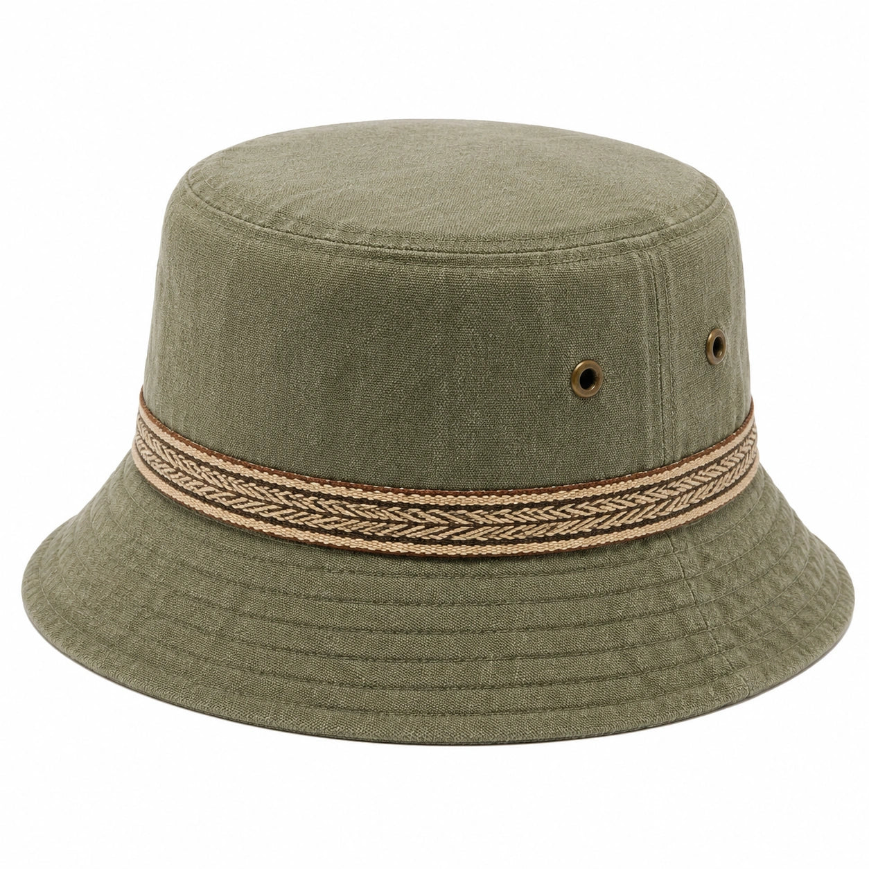 Chapeau bob taille unique en textile vert olive à motif tressé style décontracté