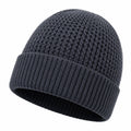 Bonnet taille unique en maille gris anthracite à revers style décontracté