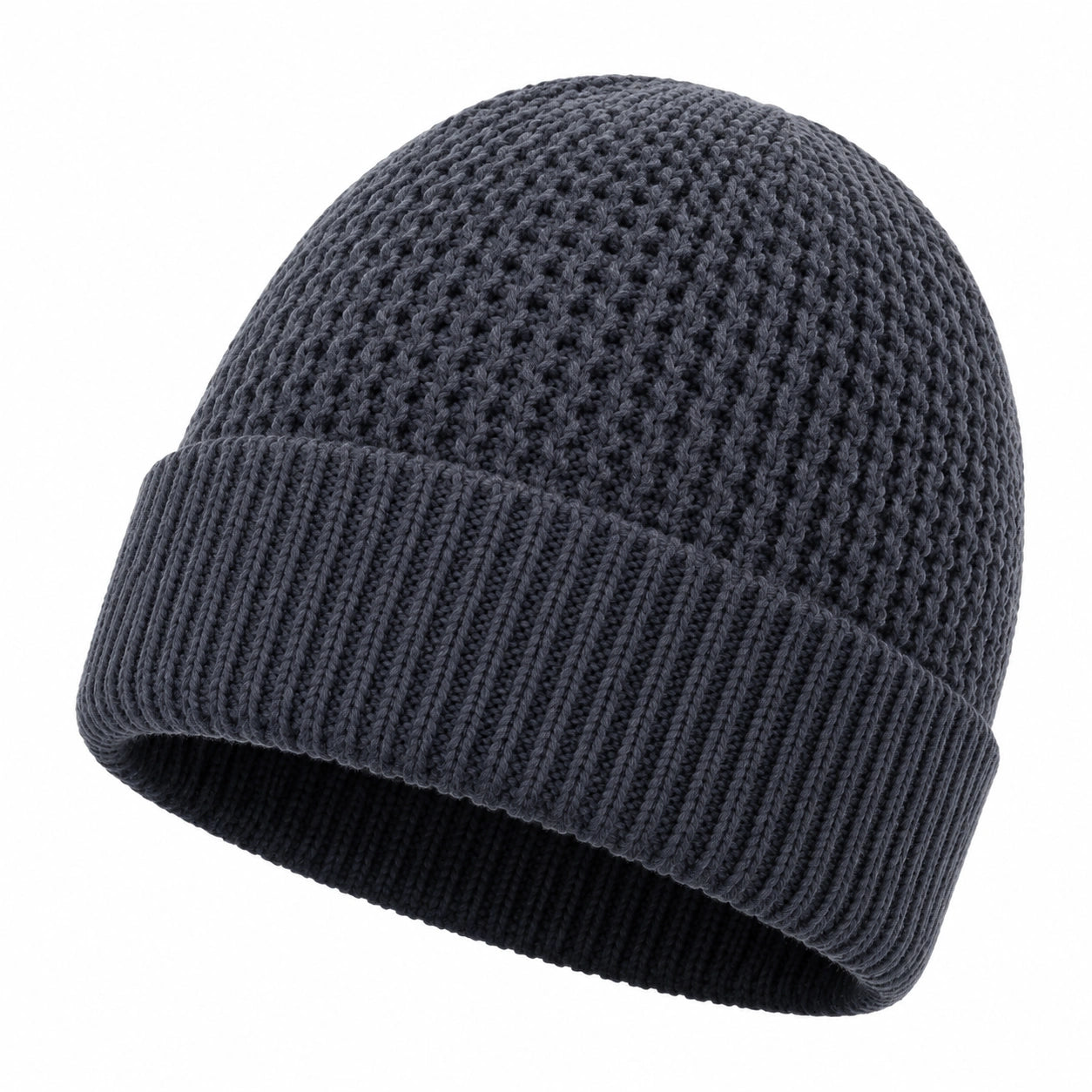 Bonnet taille unique en maille gris anthracite à revers style décontracté