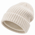 Bonnet taille unique en maille doublée polaire écru style côtelé