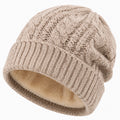 Bonnet unisexe taille unique en maille beige doublé polaire style torsadé