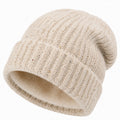 Bonnet en maille crème taille unique doublé polaire style décontracté