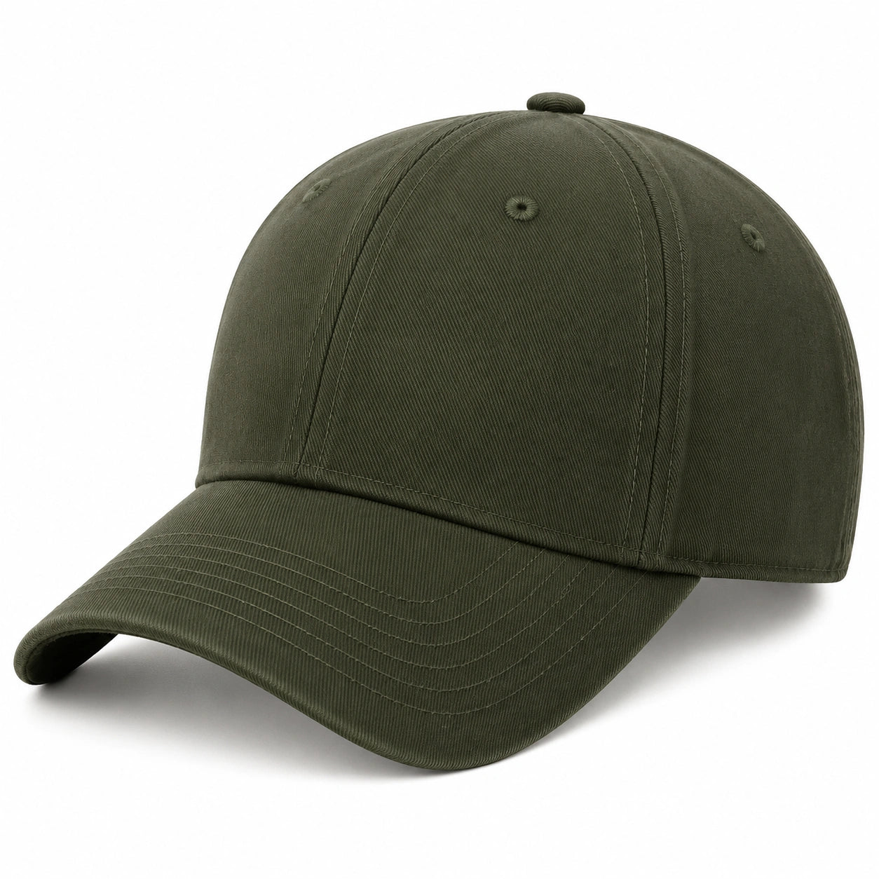 Casquette de baseball taille unique en tissu vert kaki à visière courbée style décontracté