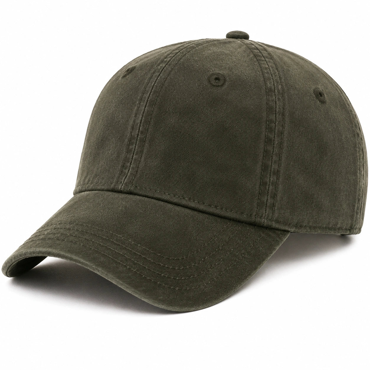 Casquette de baseball taille unique en coton vert kaki style délavé