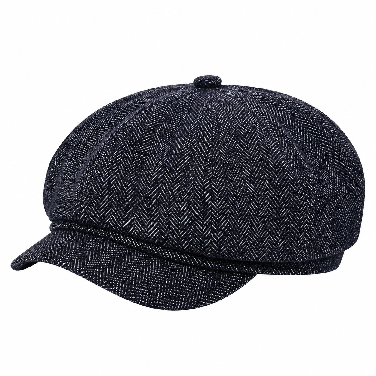 Casquette gavroche taille unique en tissu noir à chevrons style urbain