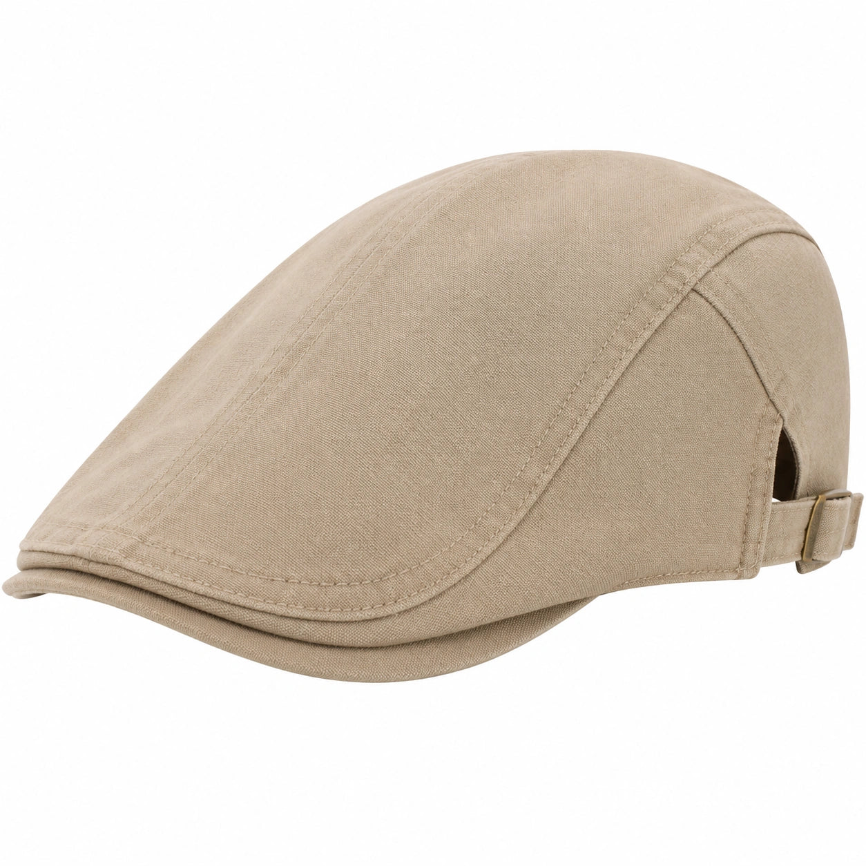 Casquette plate taille unique en tissu beige réglable style classique