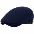 Casquette plate taille unique en tissu bleu marine à chevrons réglable