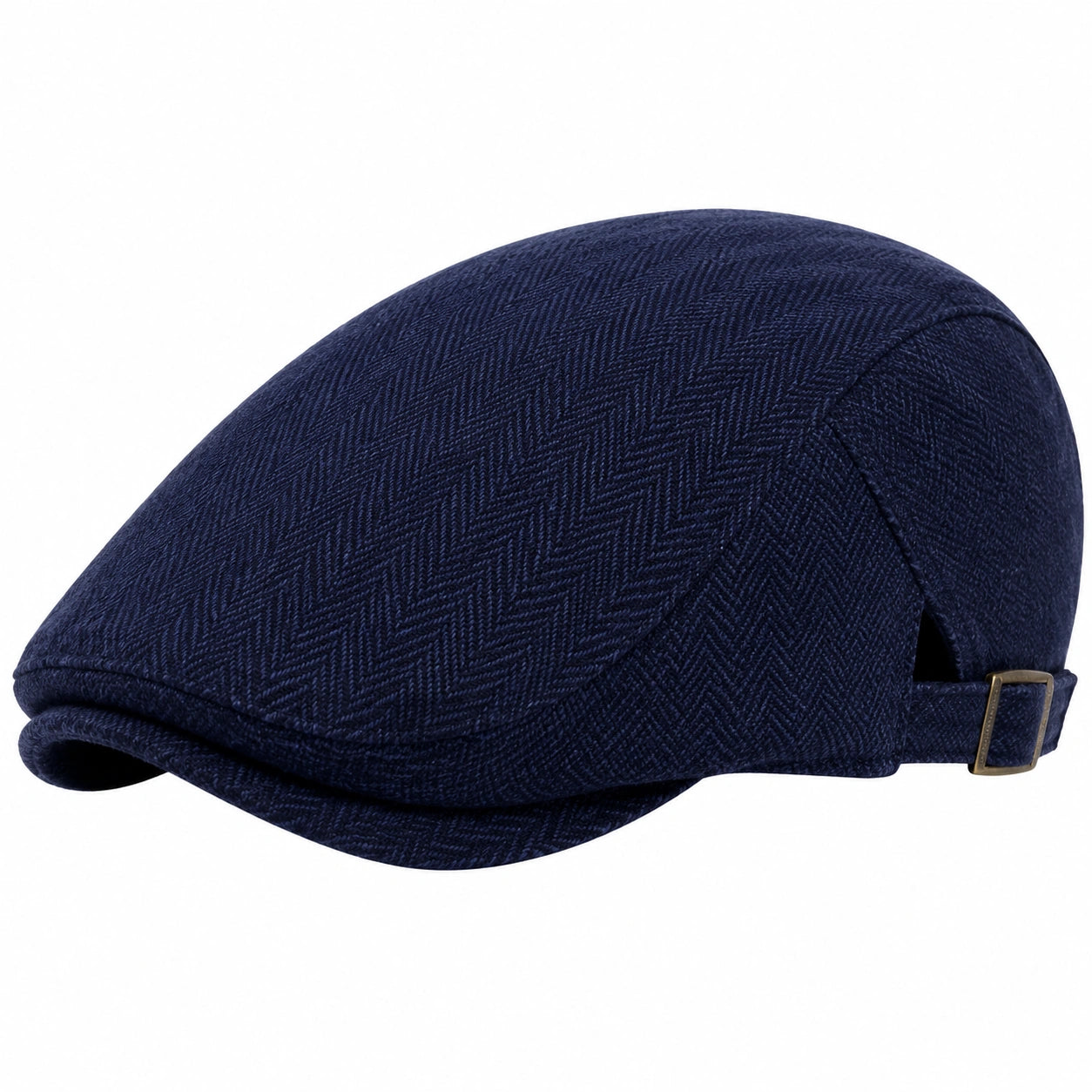 Casquette plate taille unique en tissu bleu marine à chevrons réglable