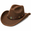 Chapeau cowboy taille unique brun en matière synthétique décor décoratif