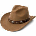 Chapeau cowboy taille unique aspect daim marron style western