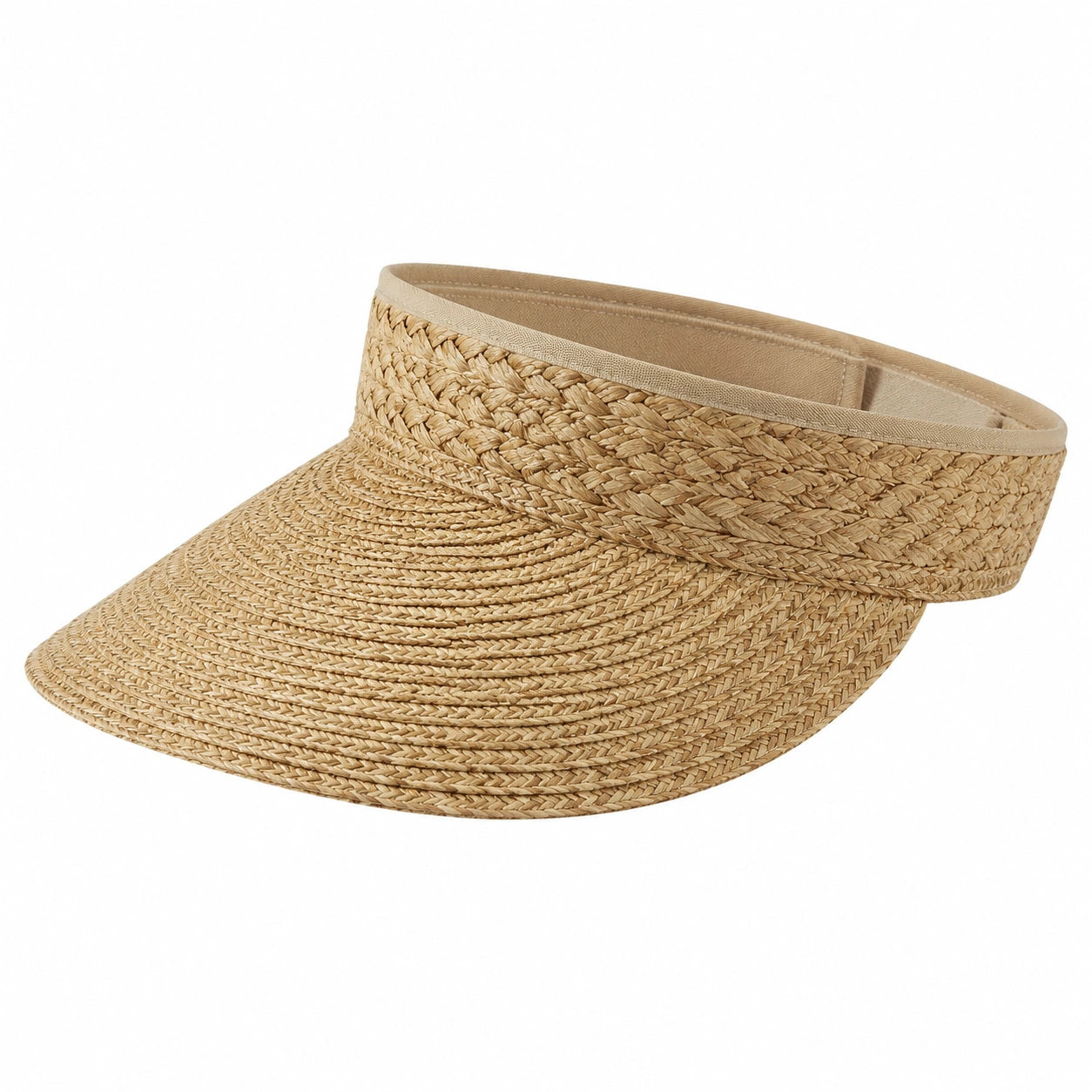 Visière taille unique en paille tressée beige - protection solaire style estival